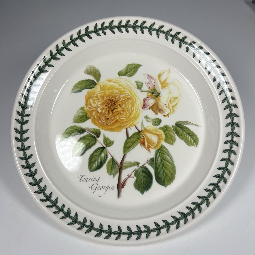 Portmeirion Botanic Roses Teasing Georgia 8.5” Salad Plate Yellow Roses Floral